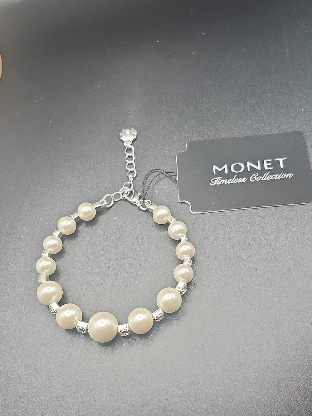 Monet Ivory Pearl Bracelet with Silver Accents